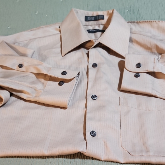 Men's Perry Ellis Portfolio Long Sleeve Button-Up Brown Dress Shirt Size 15 1/2 - Picture 4 of 7